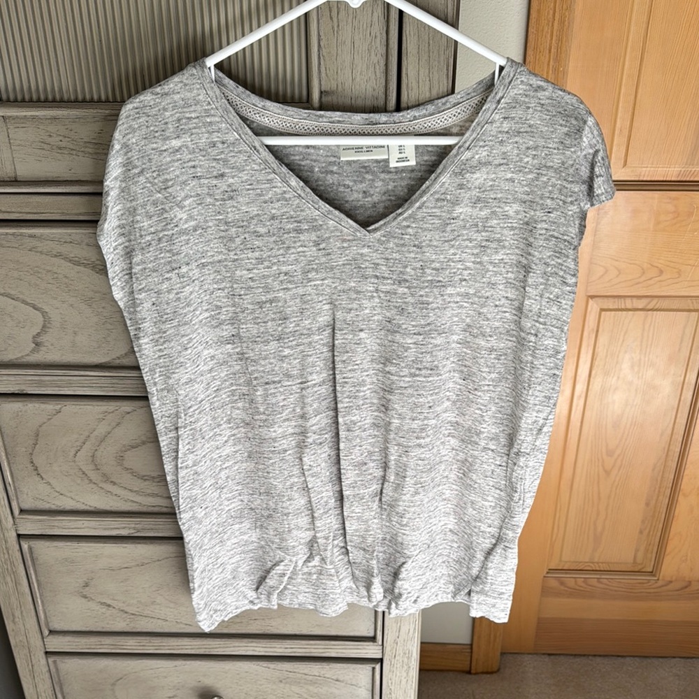 Adrienne Vittadini Gray Relaxed Ribbed Blouse